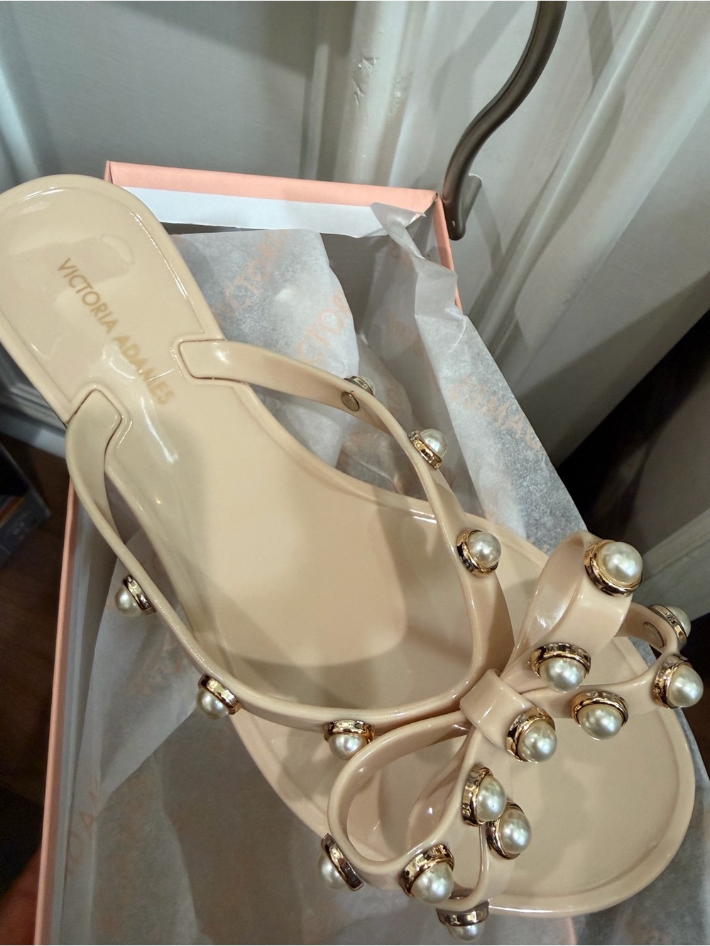Women's Pearl-Embellished Cream Sandals
